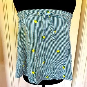 Strapless tube top lemon print Large blue yellow